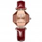 Rose Gold Leather_Women Watch Rose Gold Stainless Stain Steel Quartz Wristwatch Waterproof  Luxury L