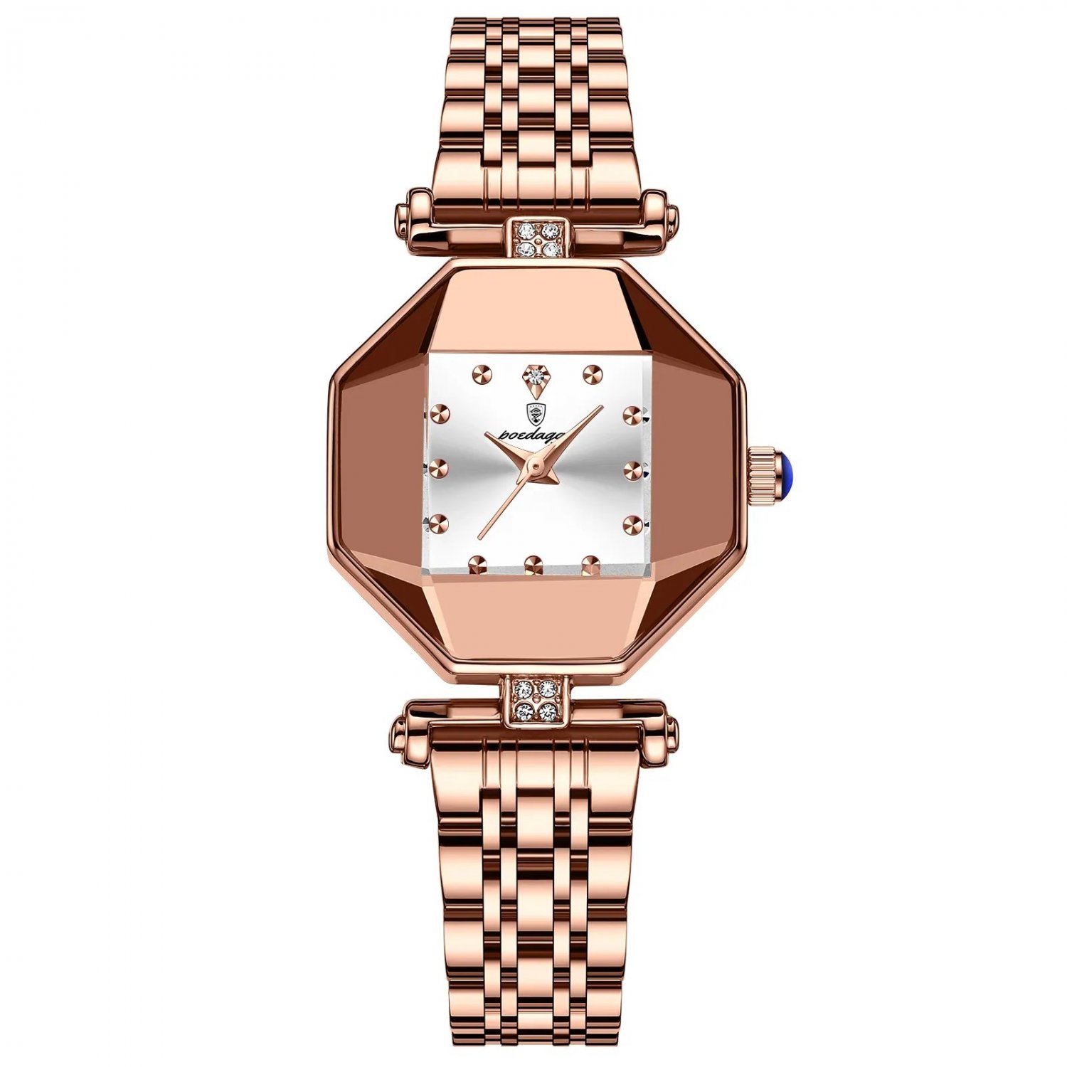 White_Women Watch Rose Gold Stainless Stain Steel Quartz Wristwatch Waterproof  Luxury Ladies Watche