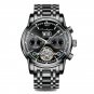 All Black_2021  Luxury Men Mechanical Wristwatch Genuine Leather Automatic Clock  Sports Chronograph