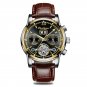 Leather BK GD_2021  Luxury Men Mechanical Wristwatch Genuine Leather Automatic Clock  Sports Chronog