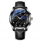 A Black Black_Men's Watch Sport Chronograph Leather Watches Waterproof Luminous Military Watch Busin