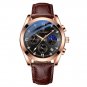 A Rose Gold Black_Men's Watch Sport Chronograph Leather Watches Waterproof Luminous Military Watch B