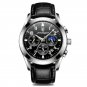 B Silver Black_Men's Watch Sport Chronograph Leather Watches Waterproof Luminous Military Watch Busi