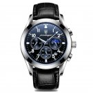B Silver Blue_Men's Watch Sport Chronograph Leather Watches Waterproof Luminous Military Watch Busin