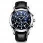 B Silver Blue_Men's Watch Sport Chronograph Leather Watches Waterproof Luminous Military Watch Busin