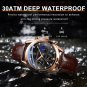 C Silver Black_Men's Watch Sport Chronograph Leather Watches Waterproof Luminous Military Watch Busi