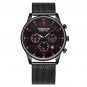 635 Red Mesh_Swiss Brand  Men Watch Sport Chronograph Waterproof Luminous Date Wristwatch Ultra Thin