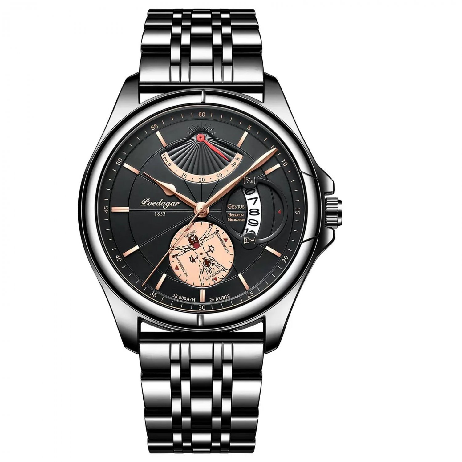 Black Black_Men Watch Stainless Stain Steel Quartz Men's Wristwatch Swiss Brand Luxury Business Wate