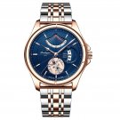 Rose Gold Blue_Men Watch Stainless Stain Steel Quartz Men's Wristwatch Swiss Brand Luxury Business W