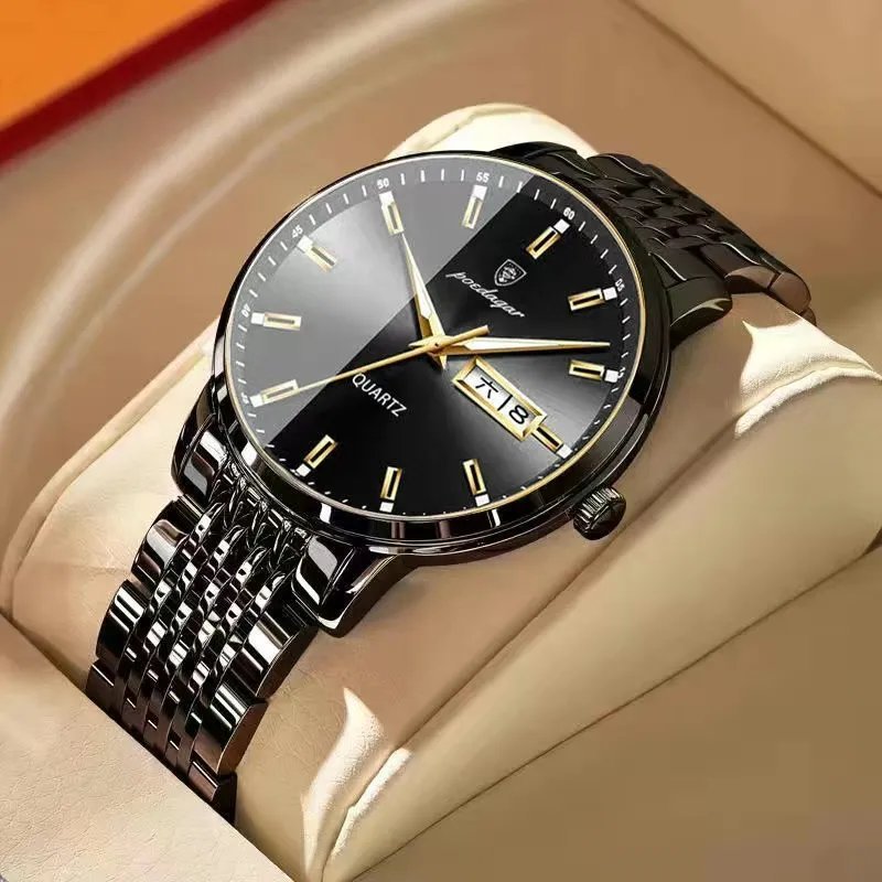 832 BK BK S_Men Watch  Luxury Waterproof Luminous Men Stainless Quartz Wristwatch Sport Man Watch Da