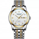 Gold White_Men Watch Business Stainless Stain Quartz Men's Wristwatch  Luxury Waterproof Luminous Da