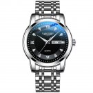 Silver Black_Men Watch Business Stainless Stain Quartz Men's Wristwatch  Luxury Waterproof Luminous 