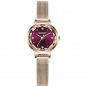 Wine Red_Japan Quartz Movement High Quality LANGLISHI Women Stainless Steel Mesh Rose Gold Waterproo