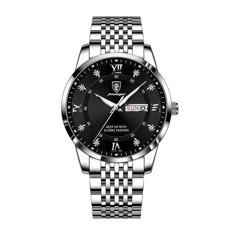 836 SL BK S_Men Watch Business Quartz Watches Top Swiss Brand Luxury Waterproof Luminous Stainless S