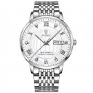 Silver White_Men Watch Business Quartz Watches Top Swiss Brand Luxury Waterproof Luminous Stainless 