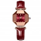 Red_Women Watch Leather Quartz Watches Waterproof Rose Gold Top Swiss Brand Luxury Ladies Wristwatch