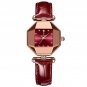 Red_Women Watch Leather Quartz Watches Waterproof Rose Gold Top Swiss Brand Luxury Ladies Wristwatch