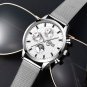 Leather Black Black_Mens es Luxury Stainless Steel Mesh Belt Quartz Wrist Luminous Clock Men Busine