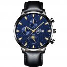 Leather Blue Gold_Mens es Luxury Stainless Steel Mesh Belt Quartz Wrist  Luminous Clock Men Business