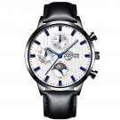 Leather White Blue_Mens es Luxury Stainless Steel Mesh Belt Quartz Wrist  Luminous Clock Men Busines