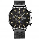 Mesh Black Gold_Mens es Luxury Stainless Steel Mesh Belt Quartz Wrist  Luminous Clock Men Business C
