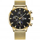 Mesh Gold Black_Mens es Luxury Stainless Steel Mesh Belt Quartz Wrist  Luminous Clock Men Business C