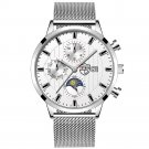 Mesh Silver White_Mens es Luxury Stainless Steel Mesh Belt Quartz Wrist  Luminous Clock Men Business