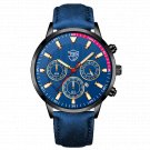 Leather Black Blue_Luxury Men's es for Men Sports Stainless Steel Mesh belt Quartz Wrist Calendar Lu