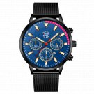 Mesh Black Blue_Luxury Men's es for Men Sports Stainless Steel Mesh belt Quartz Wrist Calendar Lumin