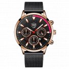 Mesh Black Silver_Luxury Men's es for Men Sports Stainless Steel Mesh belt Quartz Wrist Calendar Lum