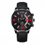 Leather Black Red_Mens Luxury es Stainless Steel Mesh Belt Quartz Wrist  Men Business Calendar Lumin