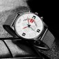 Leather Black Red_Mens Luxury es Stainless Steel Mesh Belt Quartz Wrist  Men Business Calendar Lumin