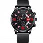Mesh Black Red_Mens Luxury es Stainless Steel Mesh Belt Quartz Wrist  Men Business Calendar Luminous