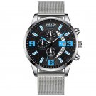 Mesh Silver Blue_Mens Luxury es Stainless Steel Mesh Belt Quartz Wrist  Men Business Calendar Lumino