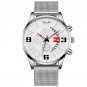 Mesh Silver White_Mens Luxury es Stainless Steel Mesh Belt Quartz Wrist  Men Business Calendar Lumin