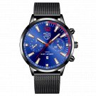 Mesh Black Blue_2022 Men es Luxury Mens Business  Stainless Steel Mesh Belt Quartz Wrist Luminous Cl