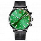 Mesh Black Green_2022 Men es Luxury Mens Business  Stainless Steel Mesh Belt Quartz Wrist Luminous C