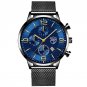 Mesh Black Blue_Mens es Luxury Men Business Stainless Steel Mesh Belt Quartz Wrist  for Man Leisure 