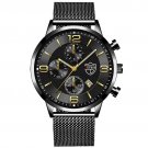 Mesh Black Gold_Mens es Luxury Men Business Stainless Steel Mesh Belt Quartz Wrist  for Man Leisure 