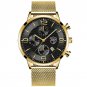Mesh Gold Black_Mens es Luxury Men Business Stainless Steel Mesh Belt Quartz Wrist  for Man Leisure 