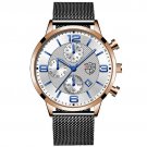 Mesh Rose White_Mens es Luxury Men Business Stainless Steel Mesh Belt Quartz Wrist  for Man Leisure 