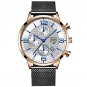 Mesh Rose White_Mens es Luxury Men Business Stainless Steel Mesh Belt Quartz Wrist  for Man Leisure 