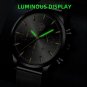 Mesh Blue Gold_Luxury Men's es Stainless Steel Mesh Belt Quartz Leather Calendar Luminous Male Cloc
