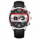 Leather Silver Black_Mens es Calendar  Men Busines Stainless Steel Mesh Belt Quartz Wrist Male Leath