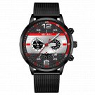 Mesh Black Silver_Mens es Calendar  Men Busines Stainless Steel Mesh Belt Quartz Wrist Male Leather 