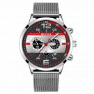 Mesh Silver Black_Mens es Calendar  Men Busines Stainless Steel Mesh Belt Quartz Wrist Male Leather 