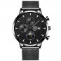 Mesh Black Black_Luxury  Men's Business  Stainless Steel Mesh Strap Quartz  Men's Sports Bracelet Ca