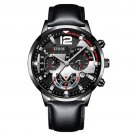 Leather Black Silver_Men  Business es Luxury Gold Stainless Steel Mesh Belt Quartz Wrist  Luminous C