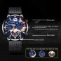 Leather Black Silver_Men Business es Luxury Gold Stainless Steel Mesh Belt Quartz Wrist Luminous C