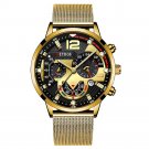 Mesh Black Gold_Men  Business es Luxury Gold Stainless Steel Mesh Belt Quartz Wrist  Luminous Clock 
